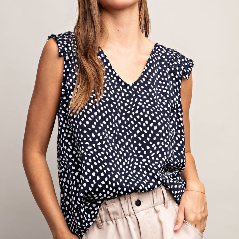 NWT Navy and White Polka Dot blouse